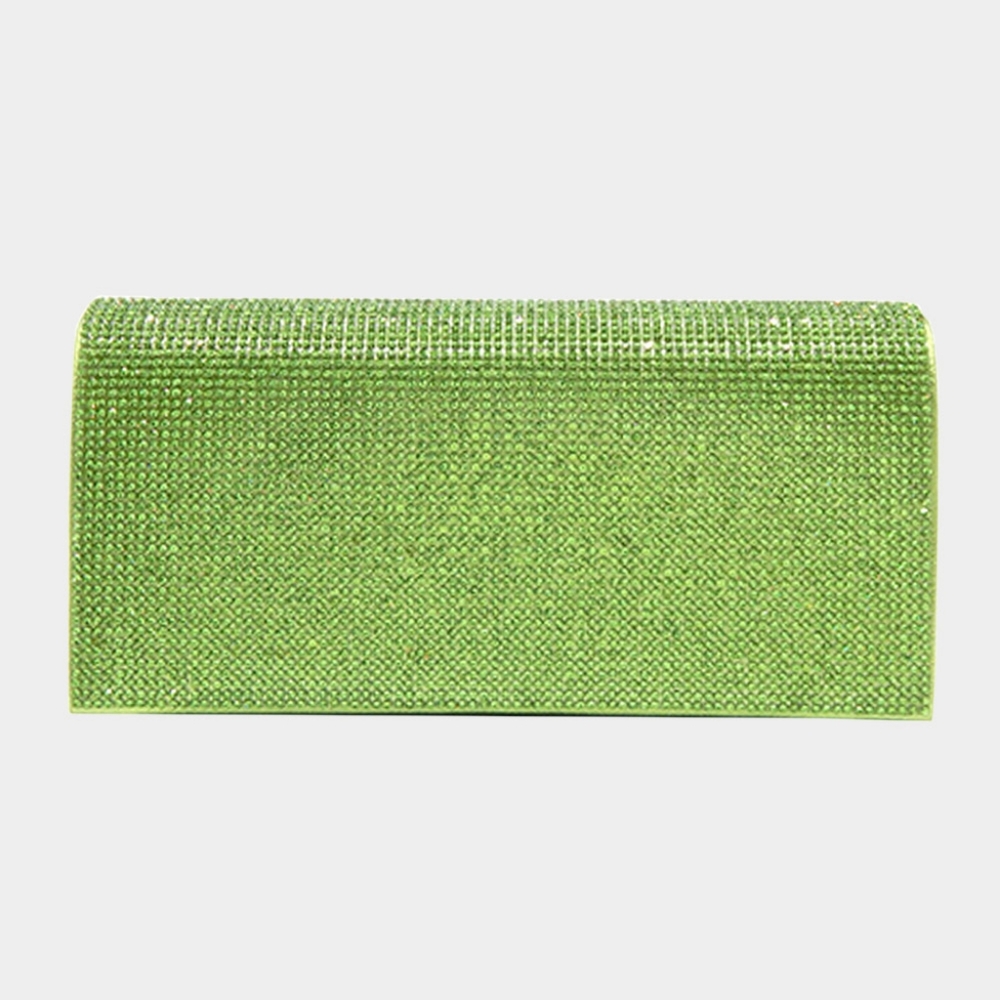 Peridot Green Clutch Rhinestone Crystal Purse Bling Evening Crossbody Bag